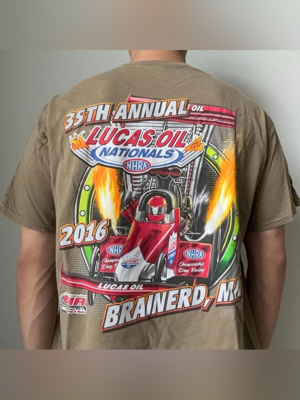 Vintage 2000s NHRA Racing Graphics Green Tee Shirt Nascar Y2K